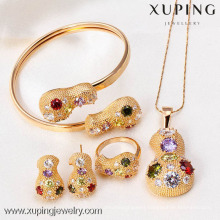 61417 Xuping Fashion China Wholesale 18K Charming Glass Gold Jewelry Set